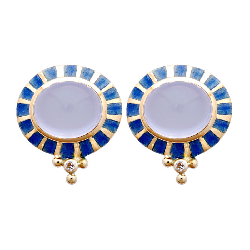 Earrings - Chalcedony, and Diamond (Enamel) | Singhvi Jewels