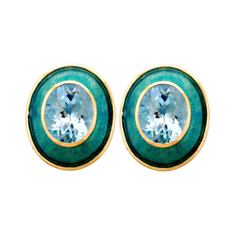 Earrings-Blue Topaz (Enamel) (1879C) | Singhvi Jewels