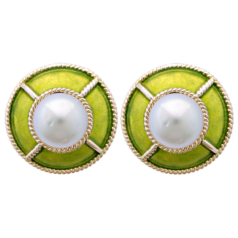 Earrings - Pearl (Enamel) | Singhvi Jewels