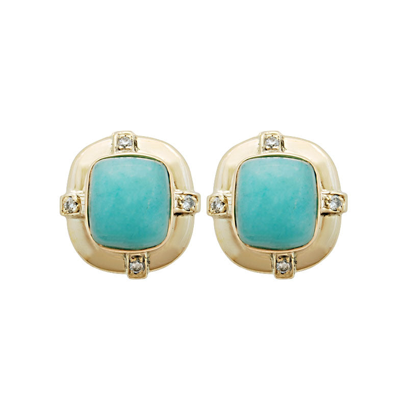 Earrings - Amazonite and Diamond | Singhvi Jewels