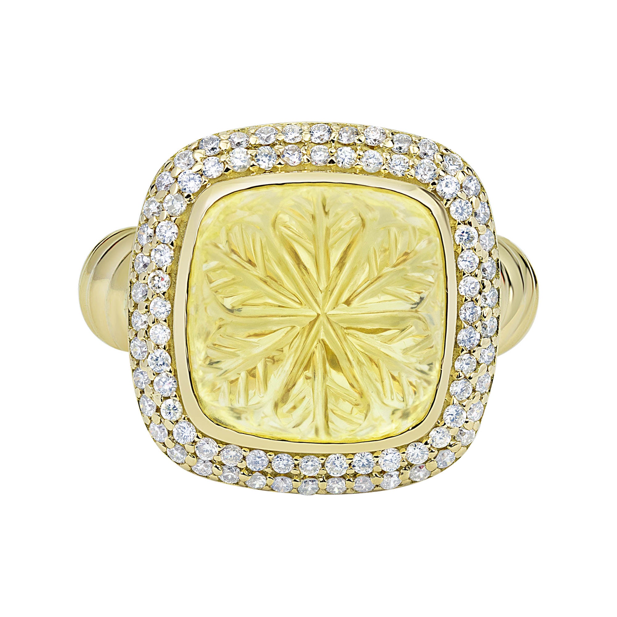 Ring - Lemon Quartz And Diamond (2323B) | Singhvi Jewels