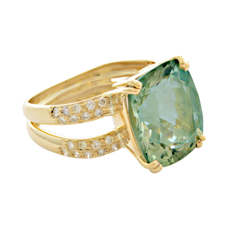 Ring - Green Quartz and Diamond | Singhvi Jewels