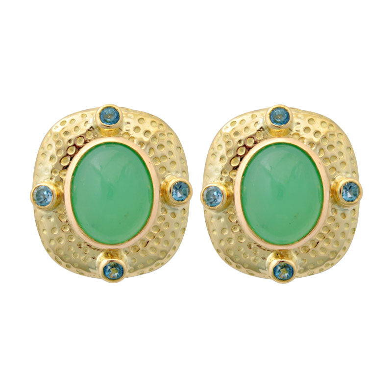 Earrings - Chrysoprase and Blue Topaz | Singhvi Jewels