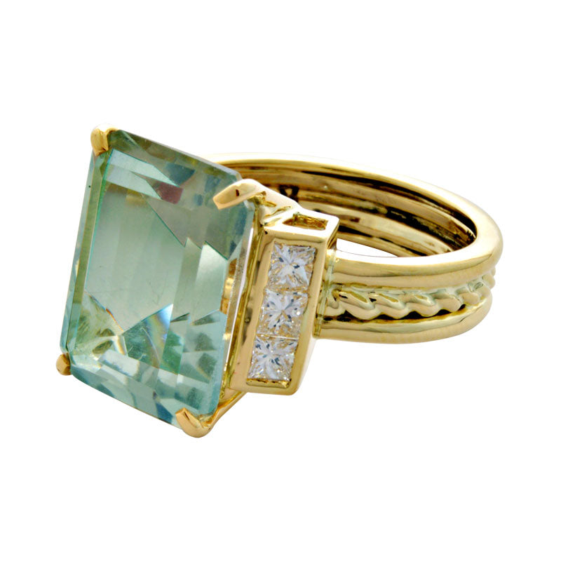 Ring - Green Quartz and Diamond | Singhvi Jewels
