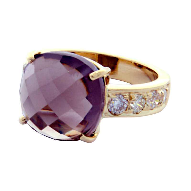 Ring-Smokey Quartz and Diamond | Singhvi Jewels