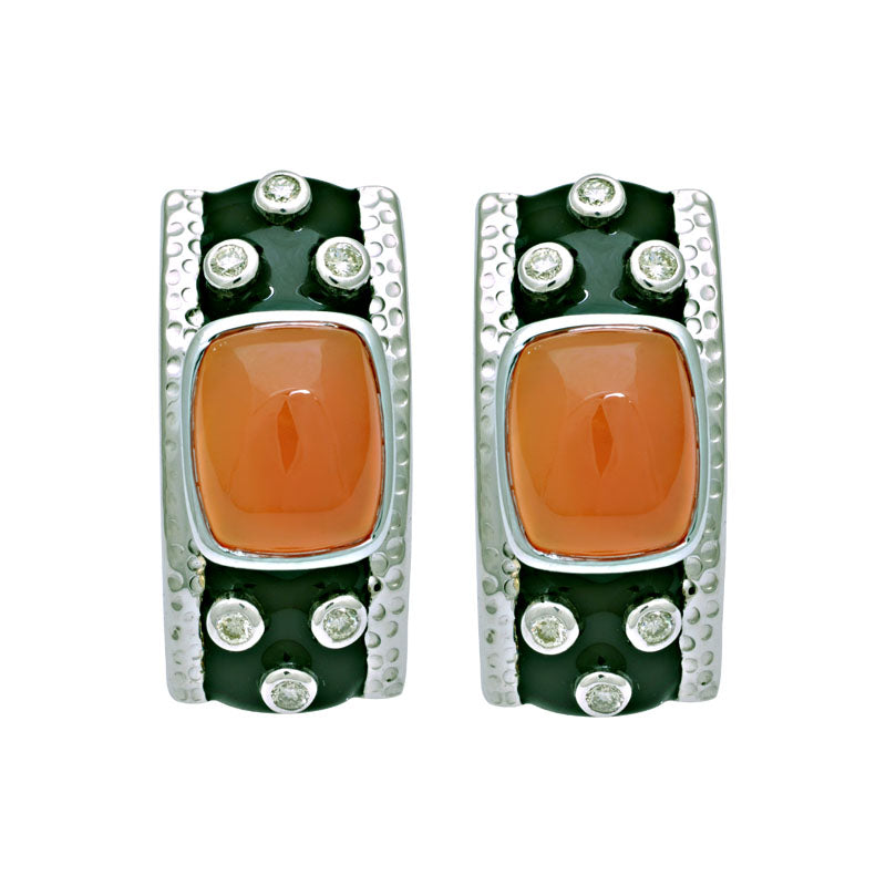 Earrings - Cornelian and Diamond (Enamel) | Singhvi Jewels