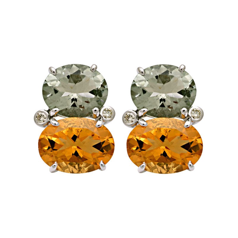 Earrings - Green Quartz, Citrine and Diamond | Singhvi Jewels