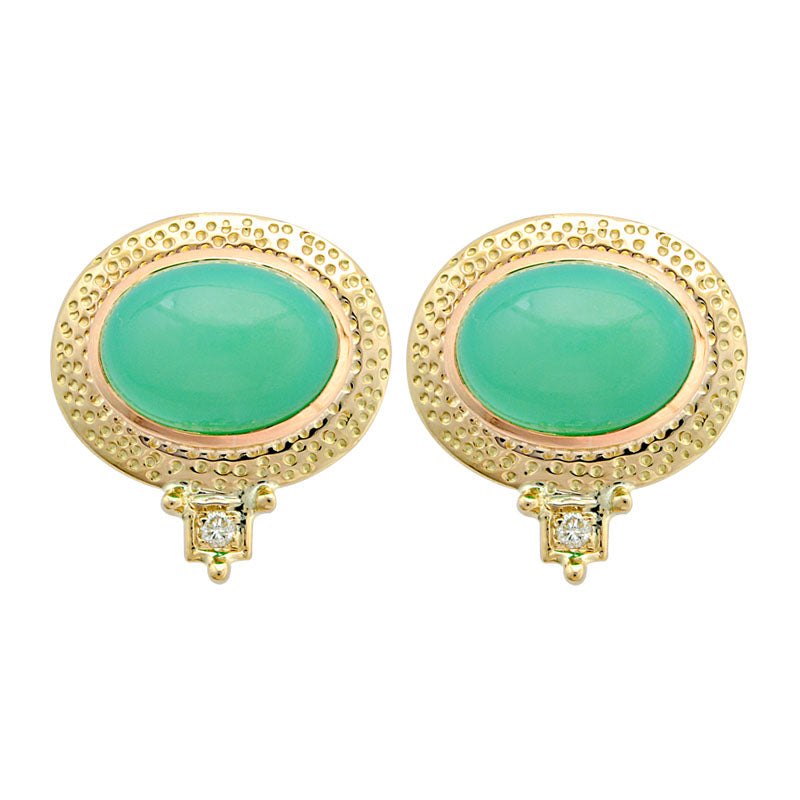 Earrings - Chrysoprase and Diamond | Singhvi Jewels