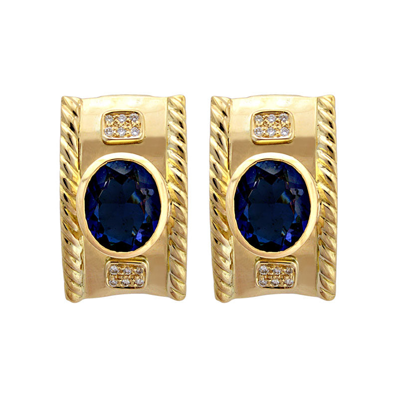 Earrings - Iolite and Diamond | Singhvi Jewels