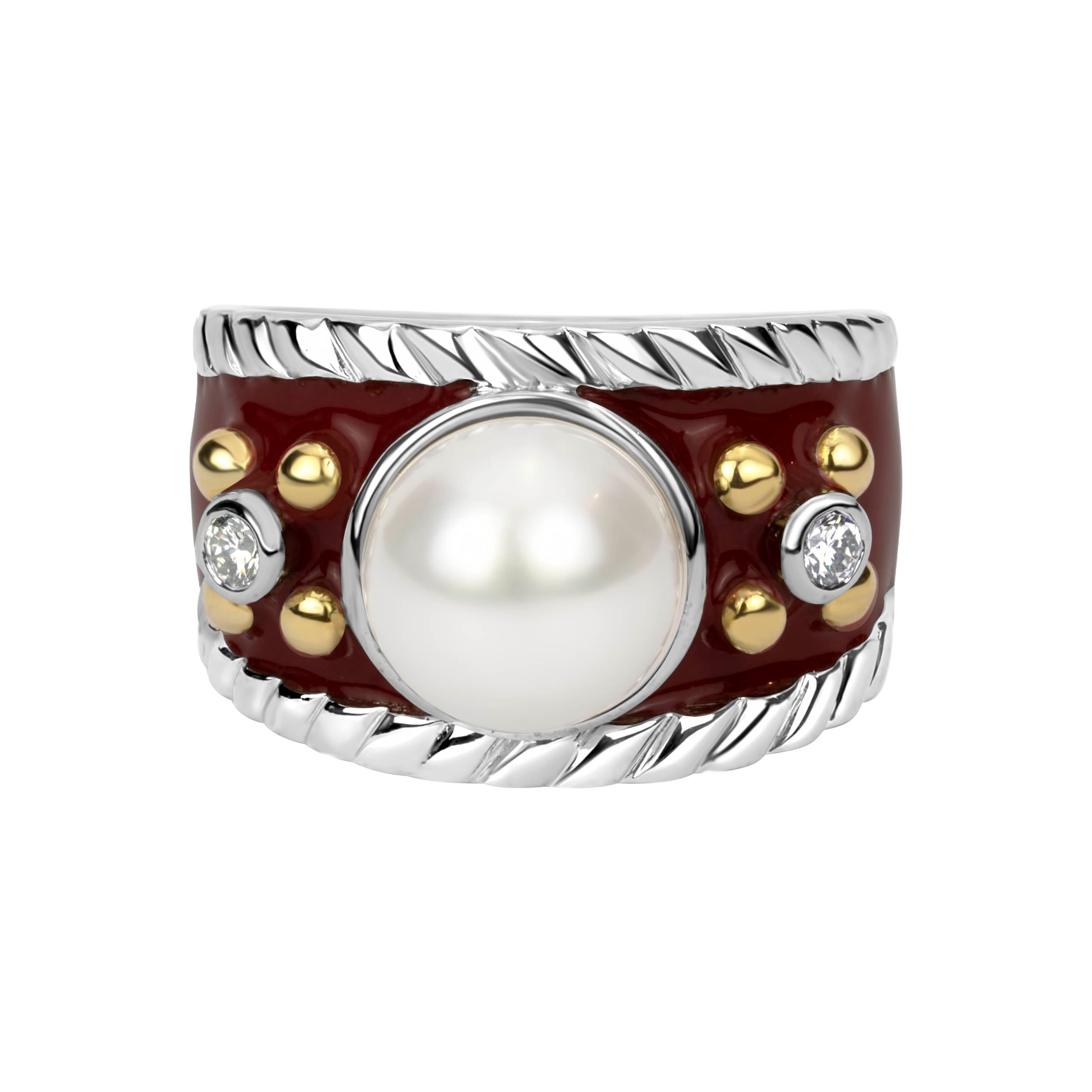 Ring - Pearl And Diamond (enamel) | Singhvi Jewels