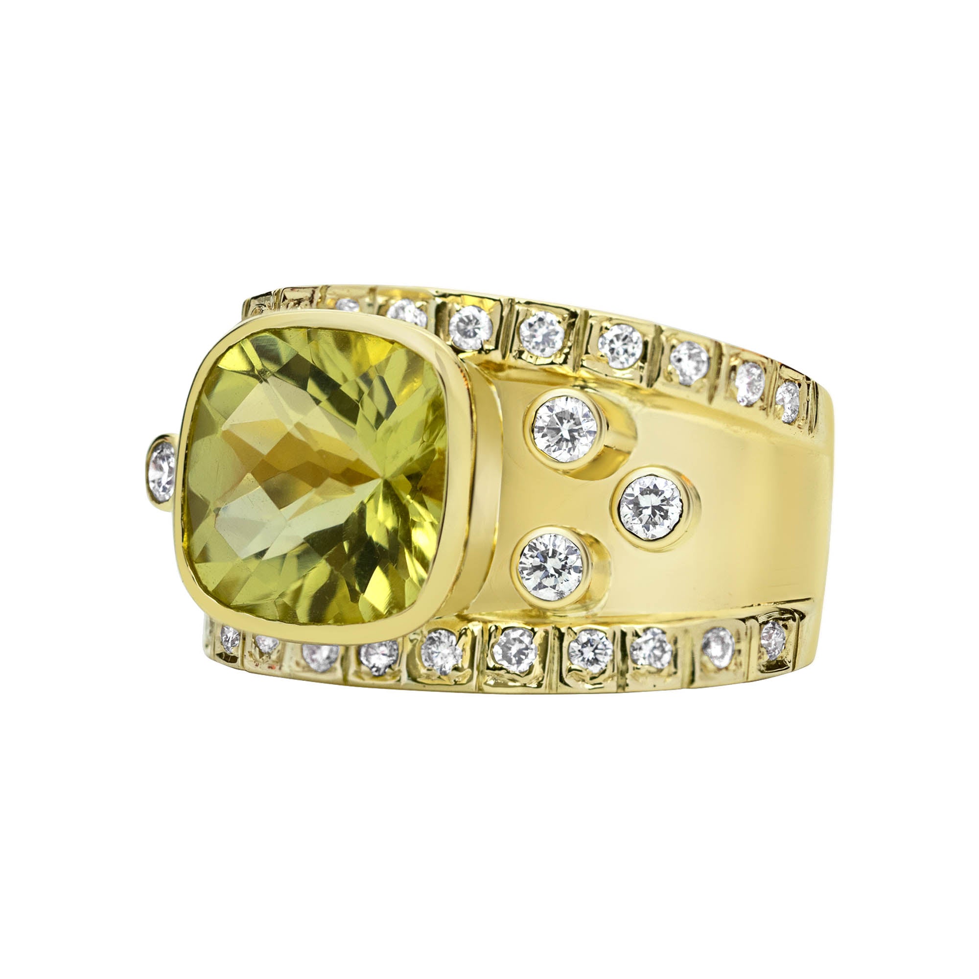 Ring - Lemon Quartz And Diamond (2317A) | Singhvi Jewels