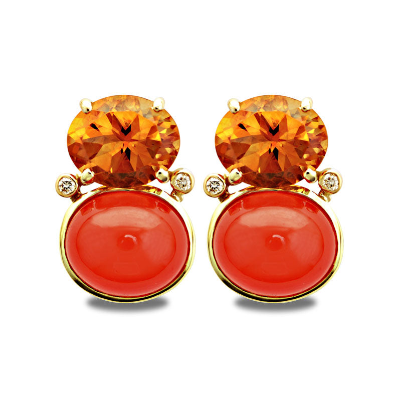 Earrings - Cornelian, Citrine and Diamond | Singhvi Jewels