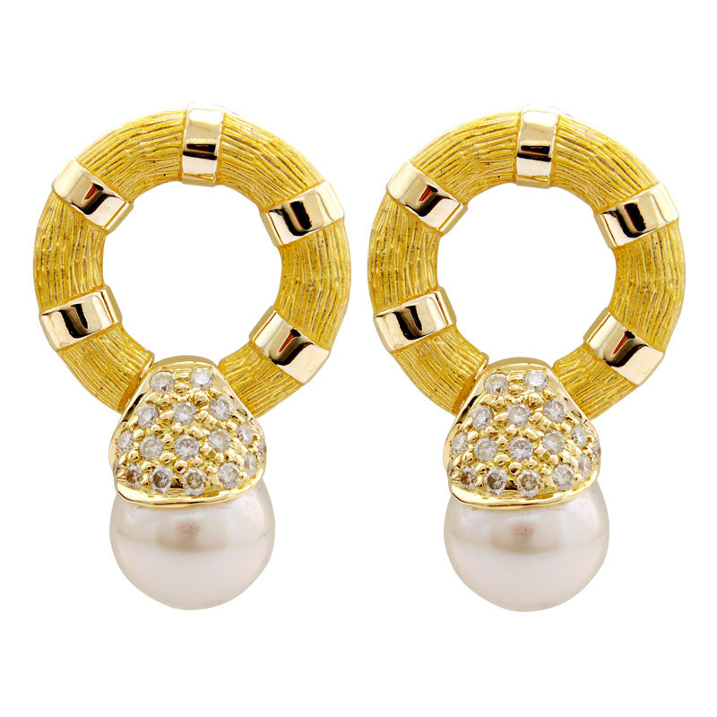 Earrings -South Sea Pearl and Diamond (Enamel) | Singhvi Jewels