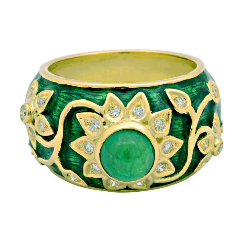 Ring - Emerald and Diamond (Enamel) | Singhvi Jewels