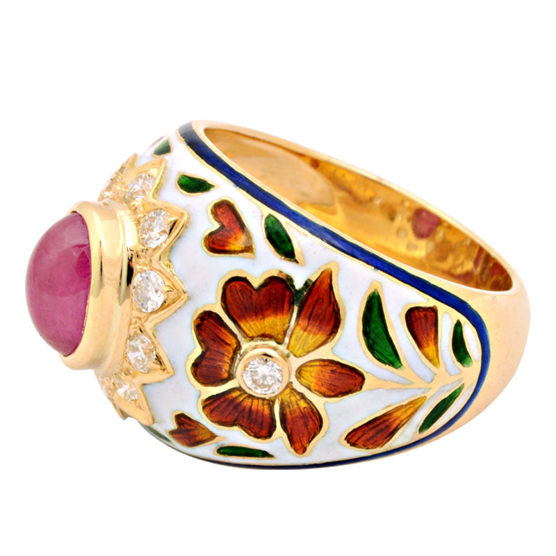 Ring - Ruby and Diamond (Enamel) | Singhvi Jewels