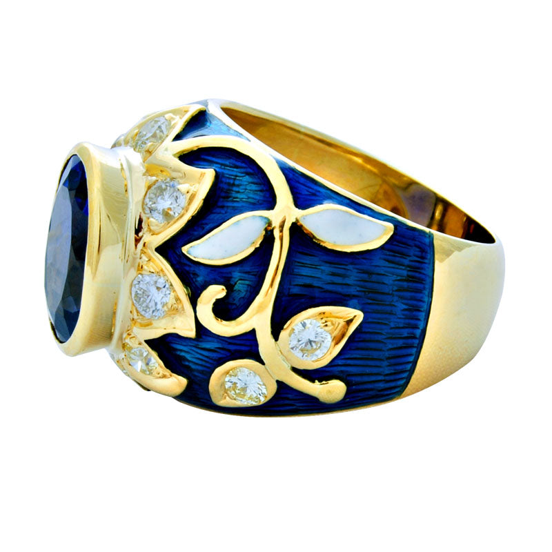 Ring - Tanzanite and Diamond (Enamel) | Singhvi Jewels
