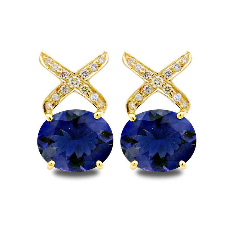 Earrings - Iolite and Diamond | Singhvi Jewels