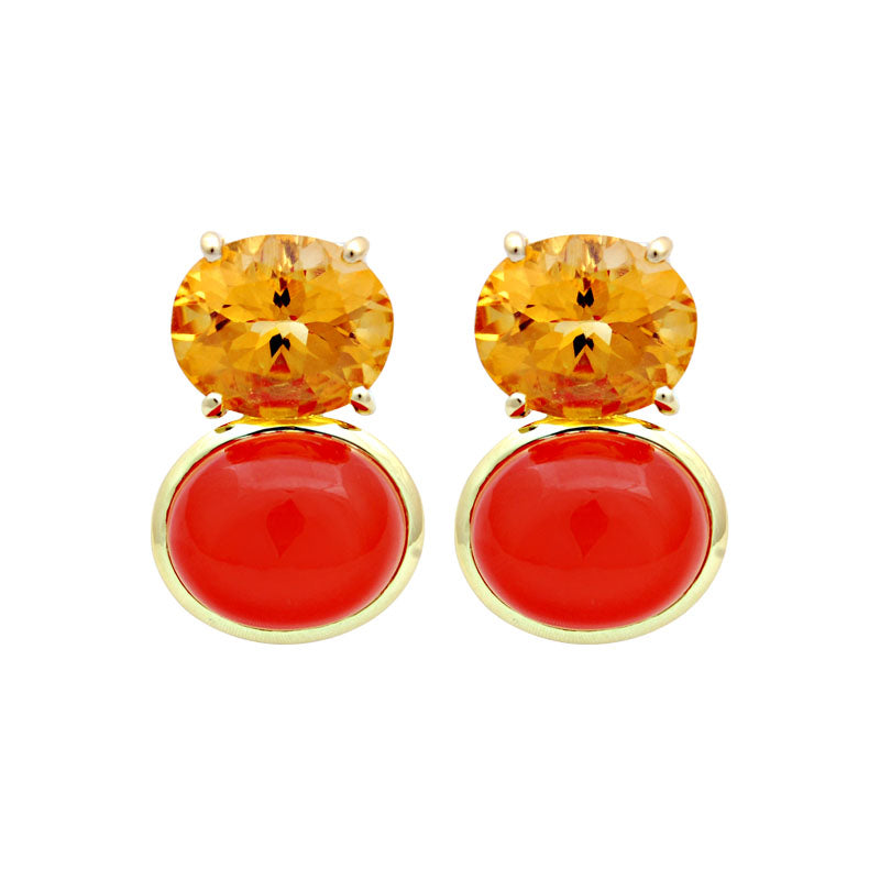 Earrings - Citrine and Cornelian | Singhvi Jewels