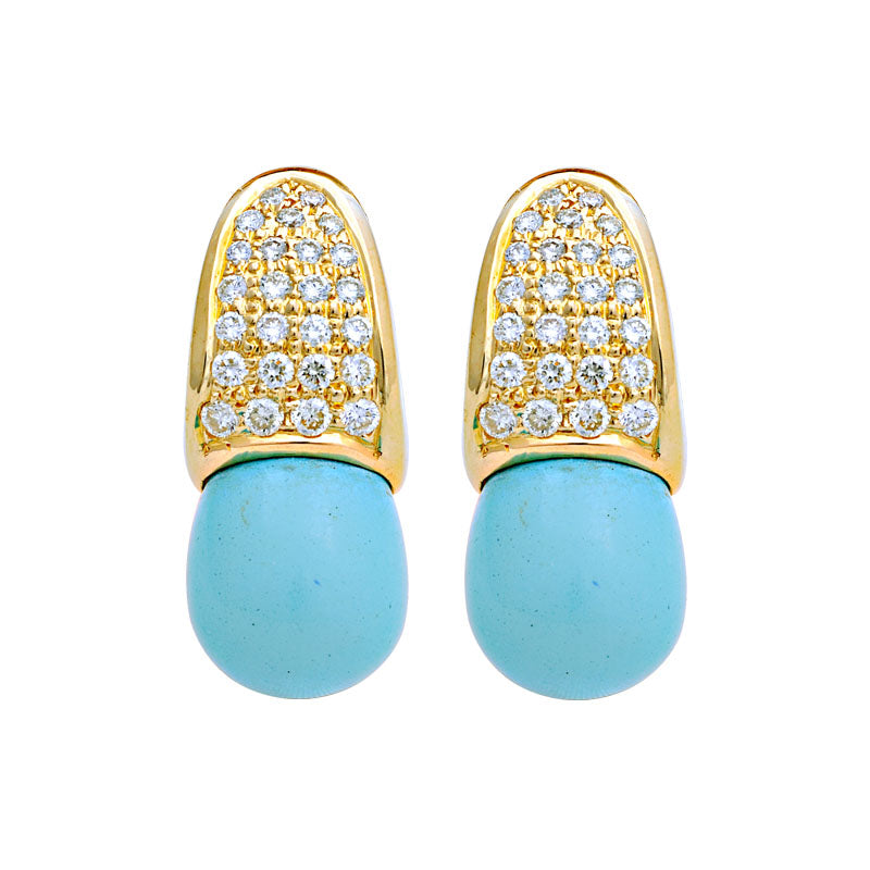 Earrings - Turquoise and Diamond | Singhvi Jewels