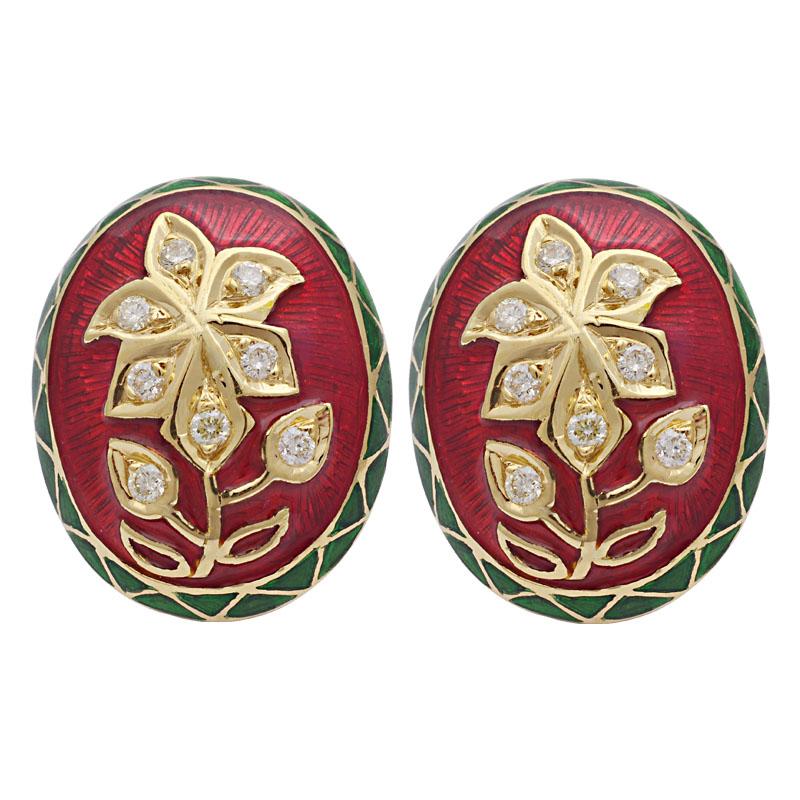 Earrings-Diamond (Enamel) (2105F) | Singhvi Jewels