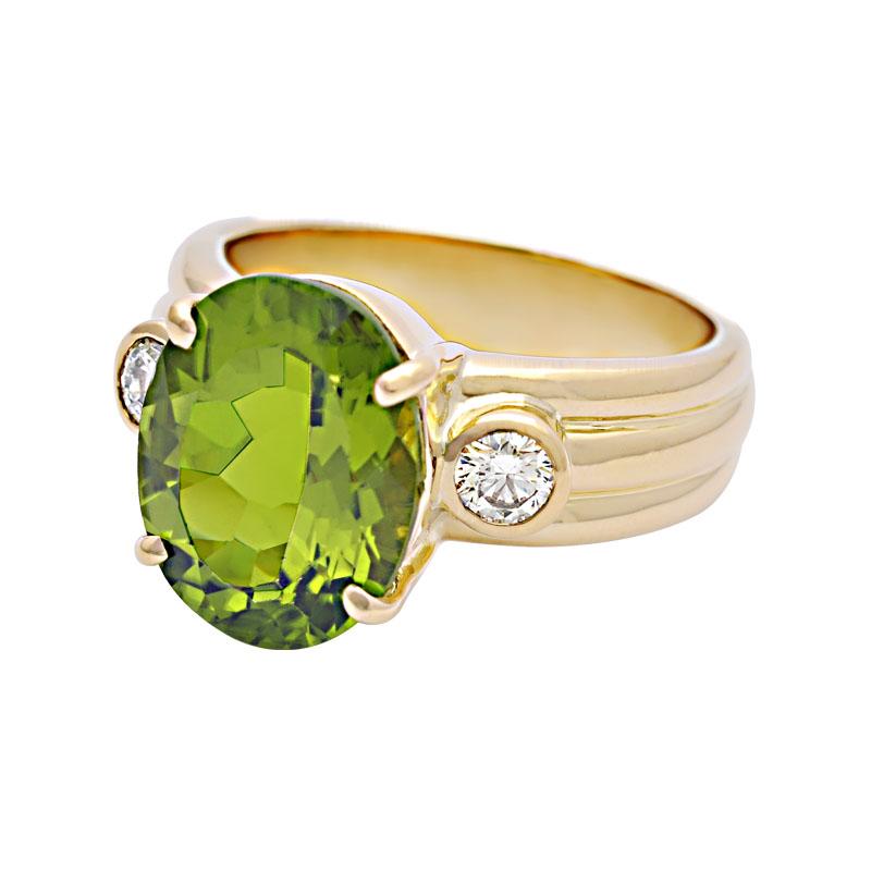 Ring-Peridot and Diamond (2115J) | Singhvi Jewels
