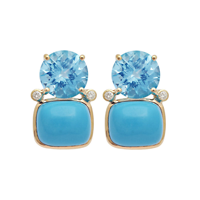 Earrings - Blue Topaz, Turquoise and Diamond | Singhvi Jewels