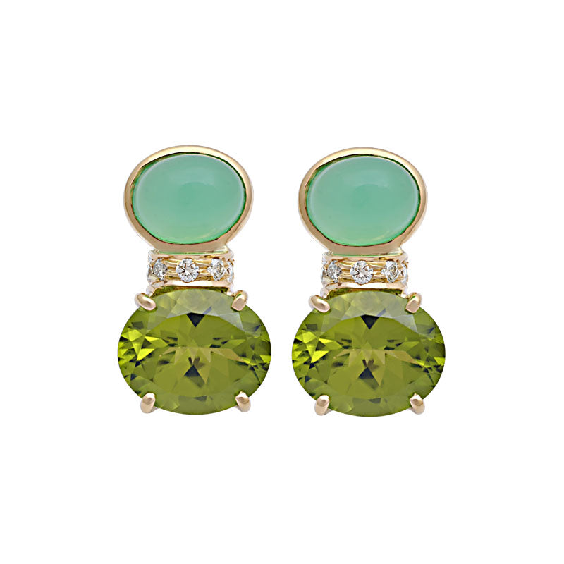 Earrings - Chrysoprase, Peridot and Diamond | Singhvi Jewels