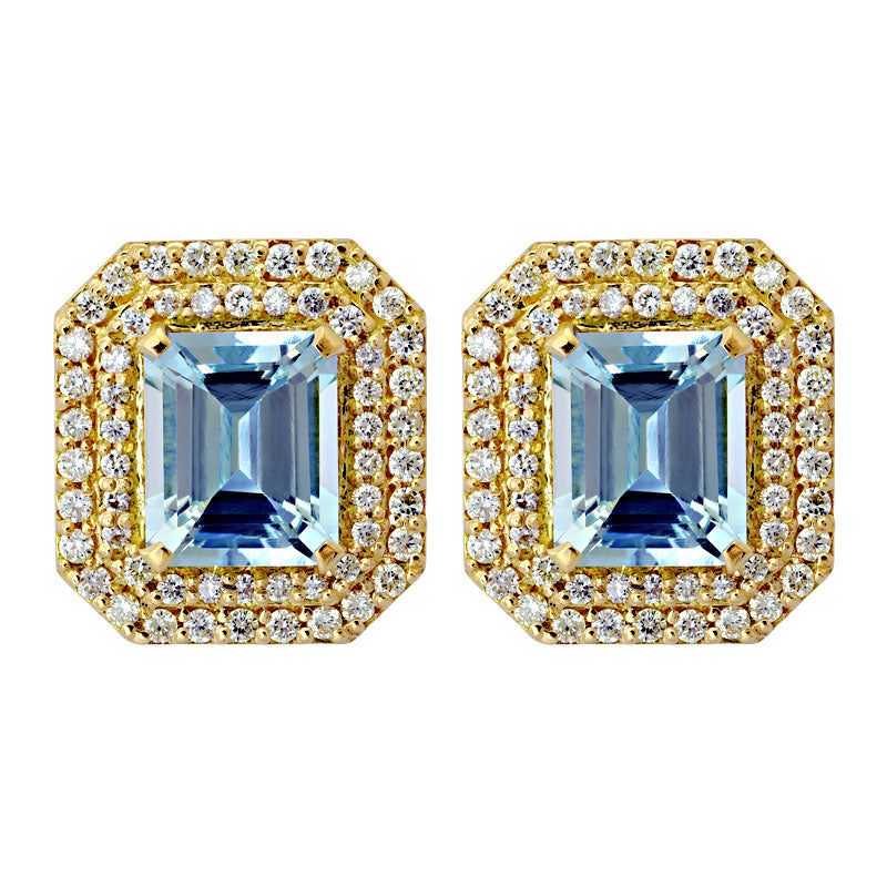 Earrings-Aquamarine and Diamond