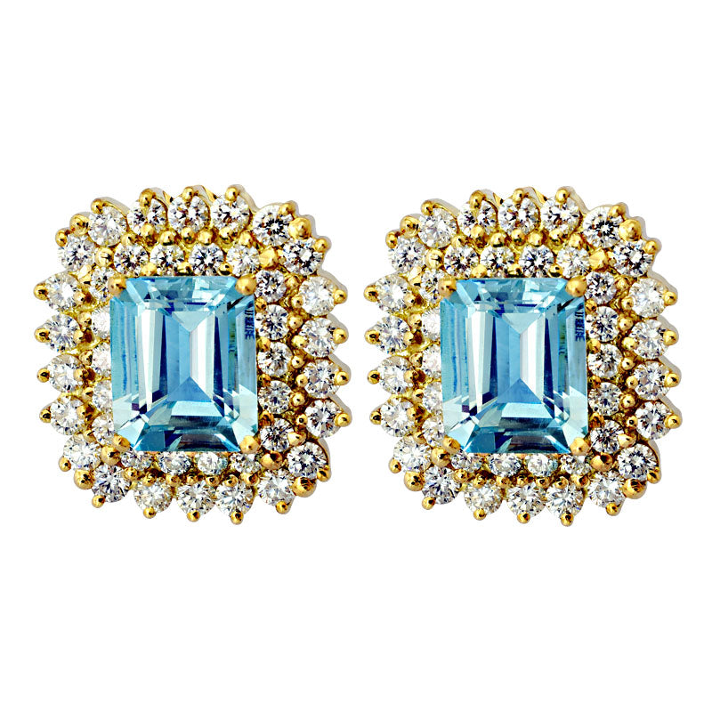 Earrings - Aquamarine and Diamond | Singhvi Jewels
