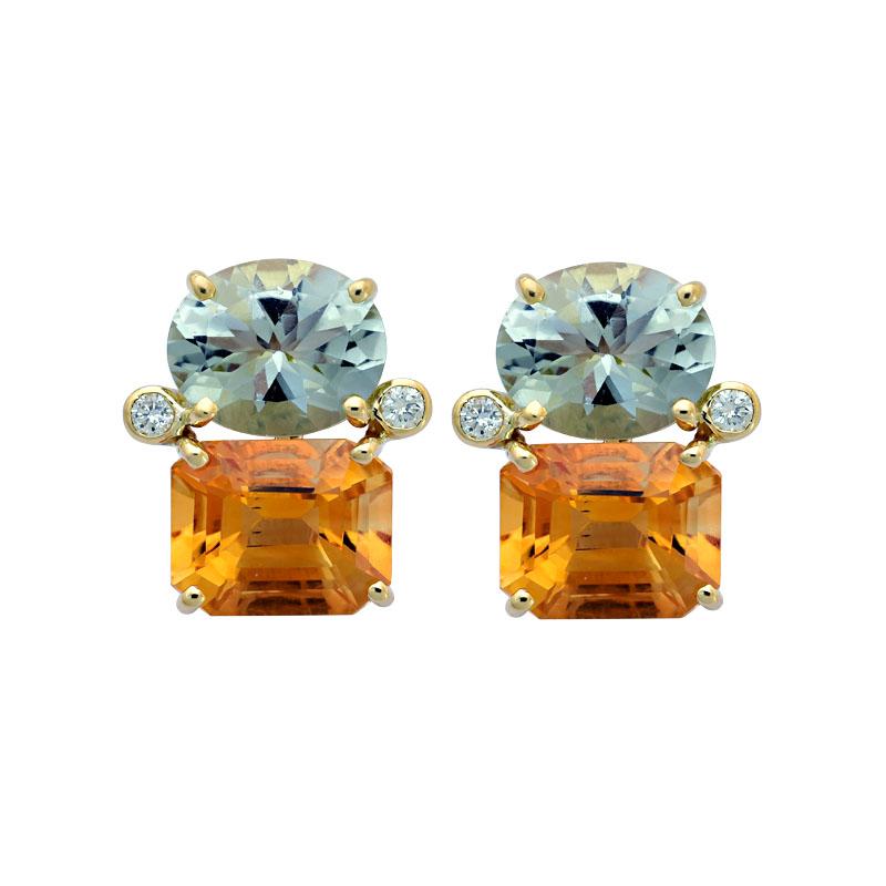 Earrings-Green Quartz, Citrine and Diamond (2143F) | Singhvi Jewels