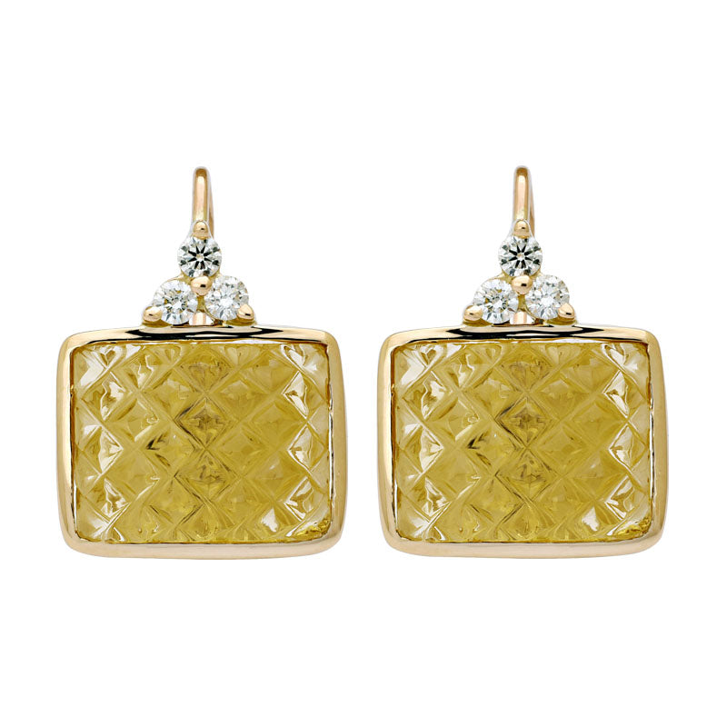 Earrings - Lemon Quartz and Diamond | Singhvi Jewels