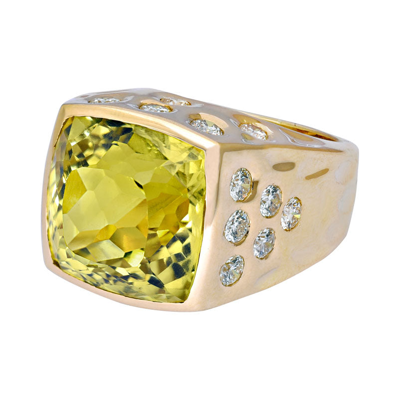 Ring- Lemon Quartz and Diamond | Singhvi Jewels
