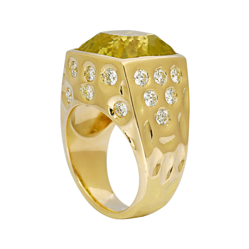 Ring- Lemon Quartz and Diamond | Singhvi Jewels
