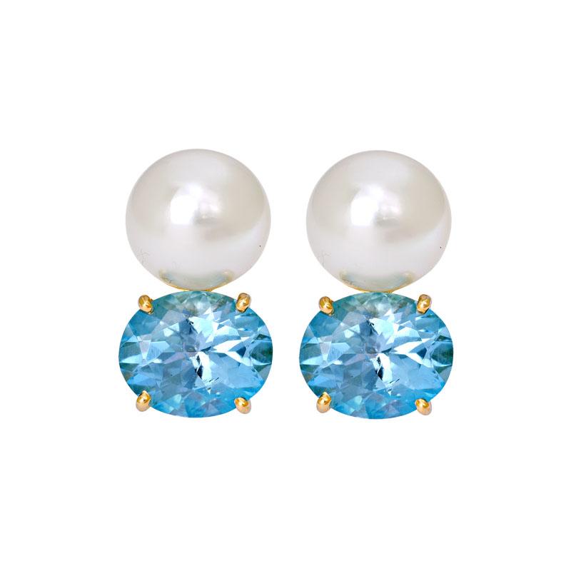 Earrings- Blue Topaz and South Sea Pearl (2182C) | Singhvi Jewels