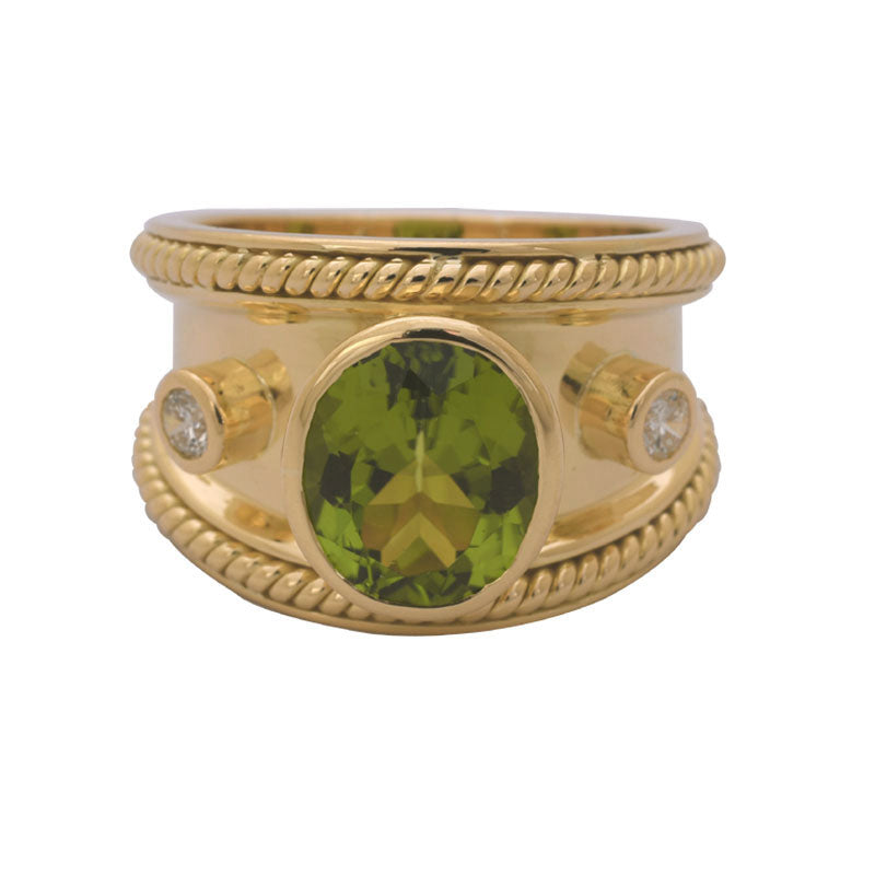 RING- PERIDOT AND DIAMOND | Singhvi Jewels