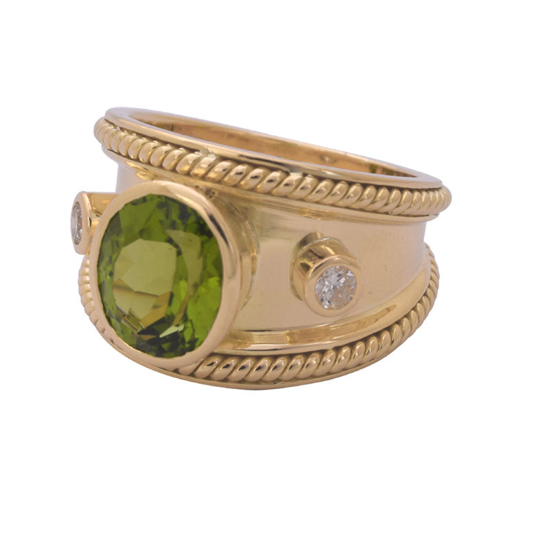 RING- PERIDOT AND DIAMOND | Singhvi Jewels