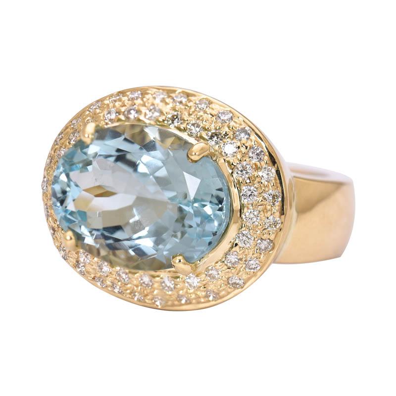 Ring- Aquamarine and Diamond (2183L) | Singhvi Jewels