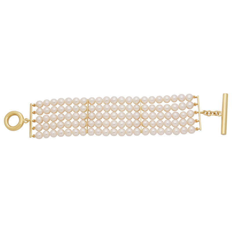 Bead Bracelet- Fresh Water Pearl with 18K Toggle Lock | Singhvi Jewels