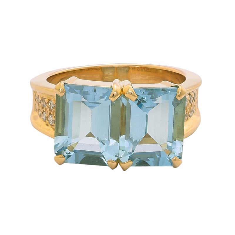 Ring- Aquamarine and Diamond (2193I) | Singhvi Jewels