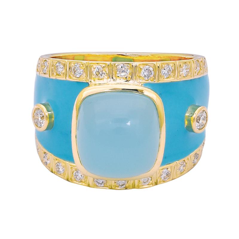 Ring- Chalcedony and Diamond (Enamel) (2199M) | Singhvi Jewels