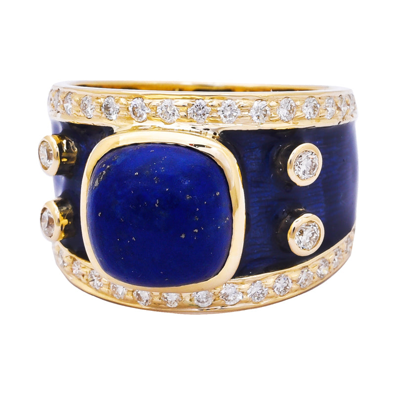Ring - Lapis Lazuli and Diamond (Enamel) | Singhvi Jewels