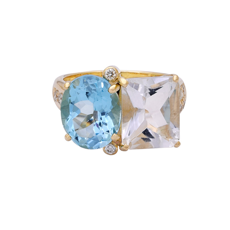 Repair - Ring - Blue Topaz and Crystal in 18K gold (2199P) | Singhvi Jewels
