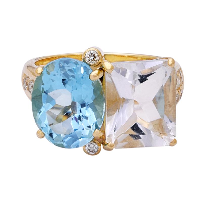 Ring- Crystal, Blue Topaz and Diamond (2199P) | Singhvi Jewels