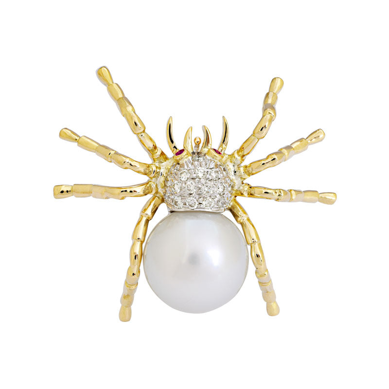 Brooch- Ruby, South Sea Pearl and Diamond | Singhvi Jewels