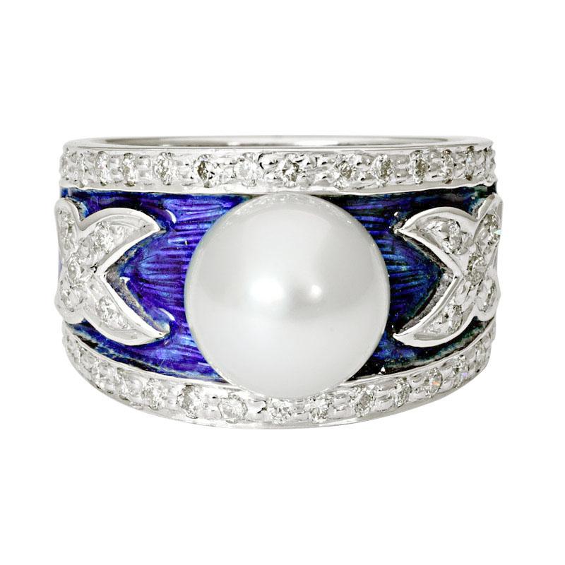 Ring-South Sea Pearl and Diamond (Enamel) (220MS) | Singhvi Jewels