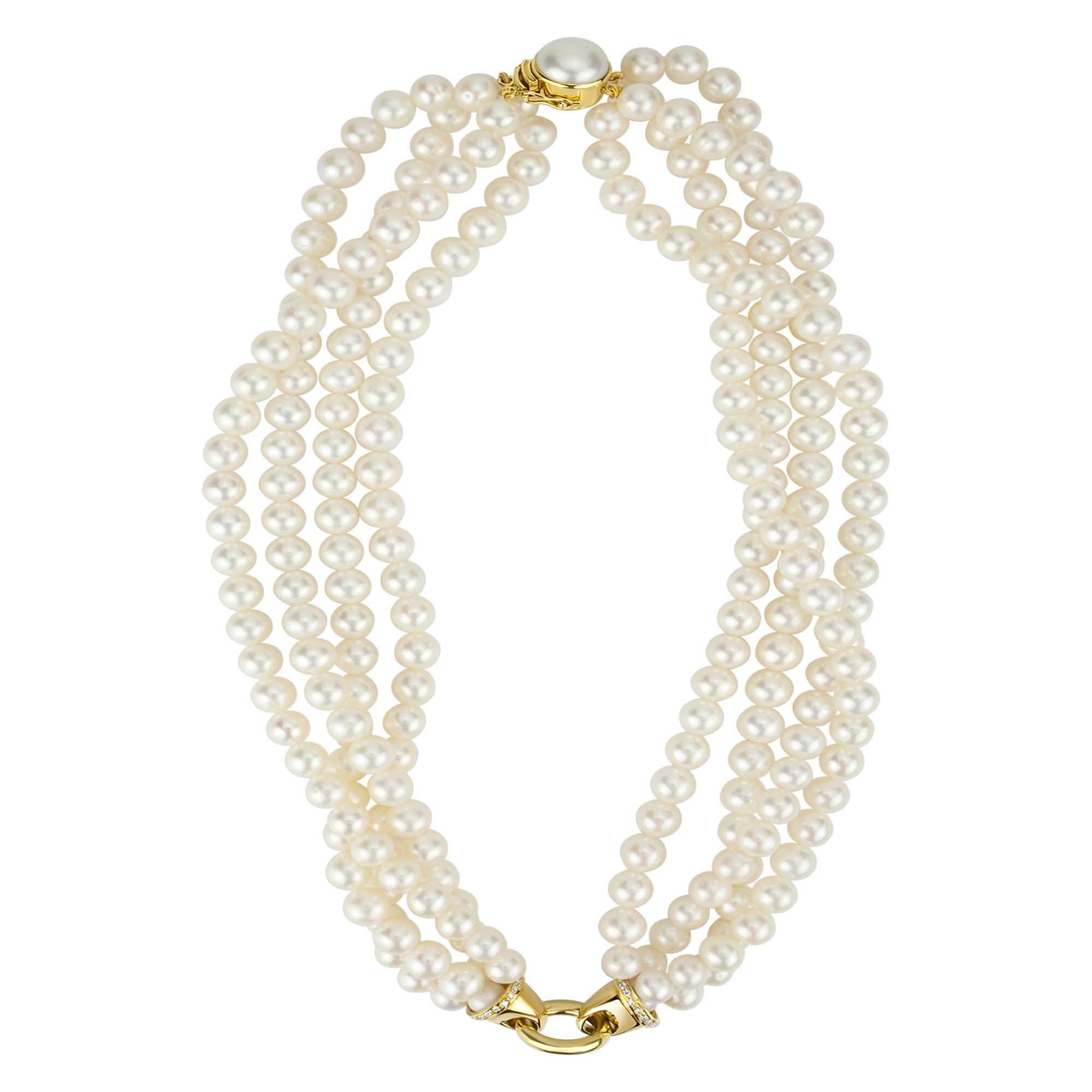 Neck-beads- Fresh Water Pearl With 18k Gold And Diamond (2209A) | Singhvi Jewels