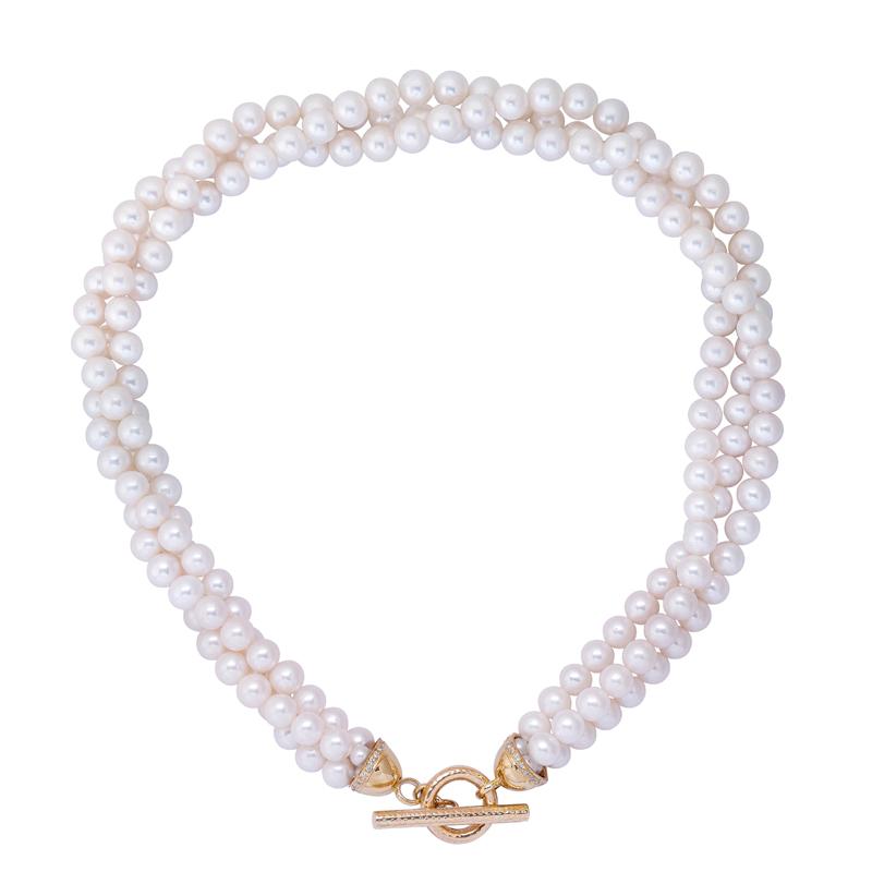 Neckbeads- Pearl Beads with Diamond Toggle (2216A) | Singhvi Jewels