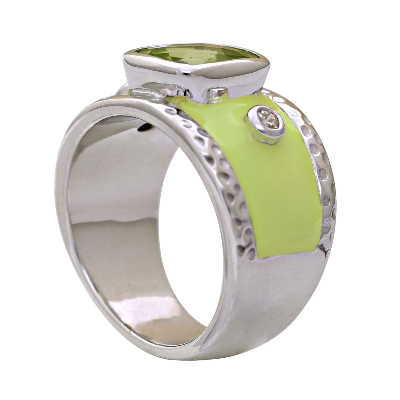 Ring - Peridot and Diamond (Enamel) | Singhvi Jewels
