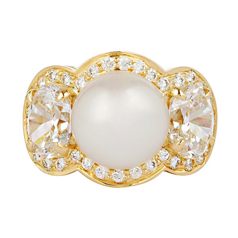 Ring - South Sea Pearl and Crystal | Singhvi Jewels