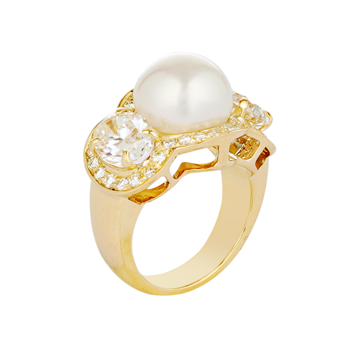 Ring - South Sea Pearl and Crystal | Singhvi Jewels